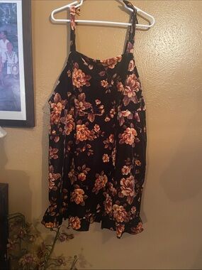 torrid Black Mini Dress with Rust Floral Print
